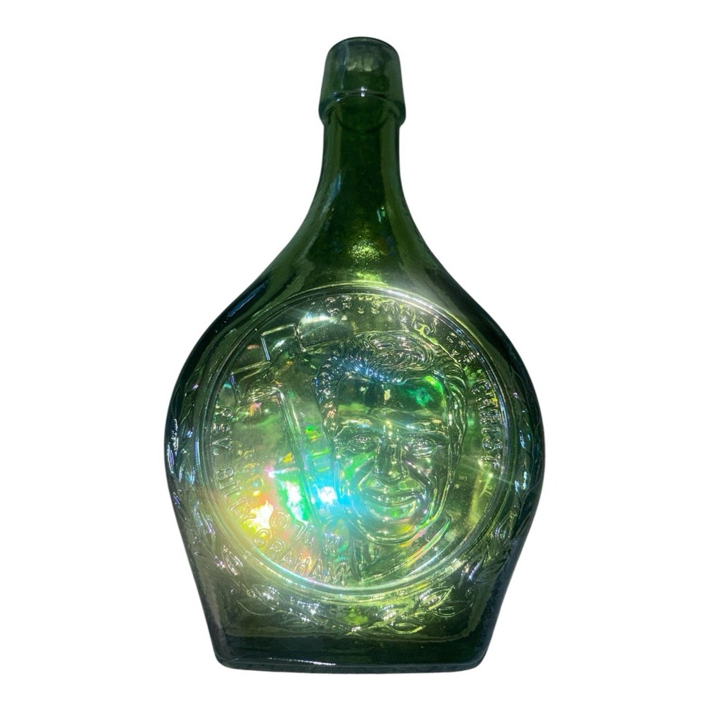 1970's Billy Graham Commemorative Wheaton Decanter Bottle Vtg Collectible Green